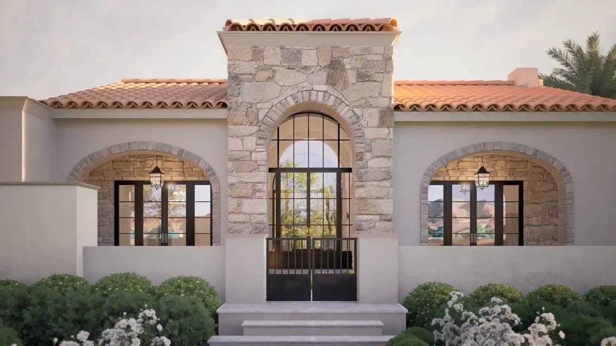 Architectural rendering of a Spanish-style Arizona home by Craydl